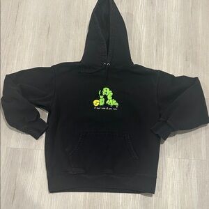 Supreme Black Hoodie with Neon Green and Yellow Graphic